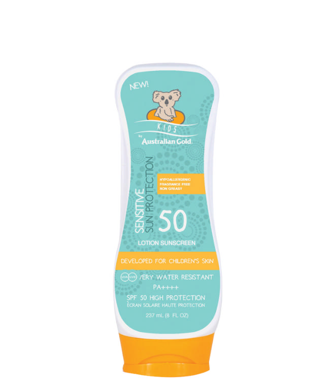 Australian Gold Solcreme Lotion faktor 50 Kids, 237 ml.