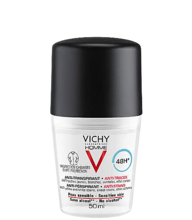 Vichy Homme Antiperspirant Deo Roll-On 48h Anti-Mark, 50 ml.
