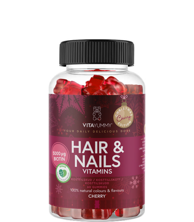 VitaYummy Hair & Nails (Cherry) - 60 stk. (Christmas Edition 2024)